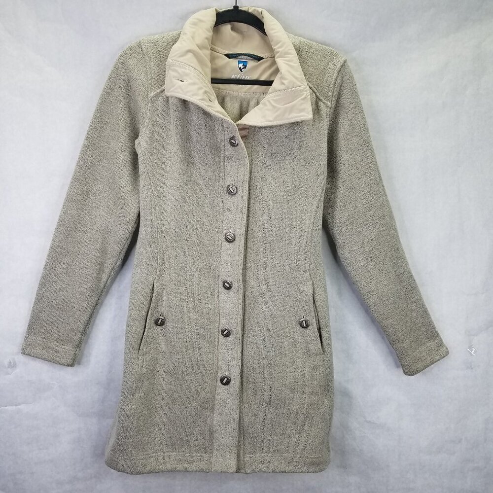 Kuhl Savina Alfpaca Jacket Womens M Sweater Knit Fleece Oatmeal Gorpcore Outdoor